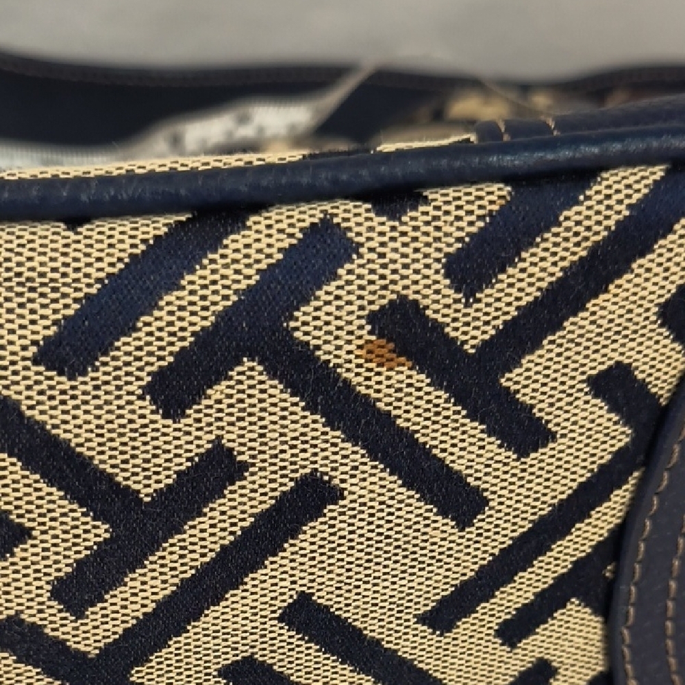 Tignanello Signature Jacquard/Blue leather trim handbag geometric pattern Purse - Picture 6 of 15